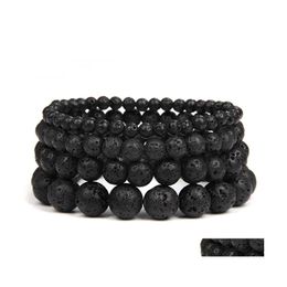 Arts And Crafts Natural Stone Beaded Strands Bracelet Lava Volcanic Round Beads Bracelets Healing Energy Yoga For Men Women Jewellery Dhlyt