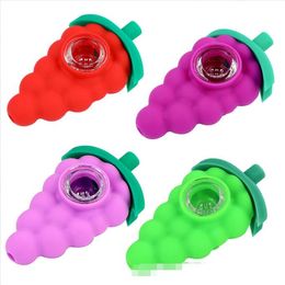 Latest Oil Burner Silicone Pipes Glass Bowl Grape Shape Hand Tobacco Smoking water Pipe Dry Herb For Silicon Bong Bubbler