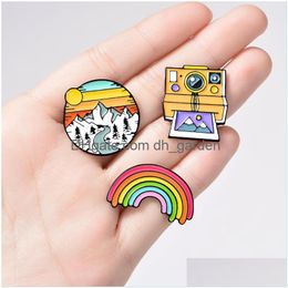 Pins Brooches Rainbow Mountain Cute Small Funny Enamel Pins For Women Demin Shirt Decor Brooch Pin Metal Kawaii Badge Fashi Dhgarden Dhsmr