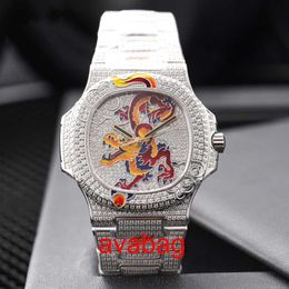 Wristwatches Mens Watches Full Diamond Watch Fully Automatic Mechanical Wristwatch Stainless Steel Strap Sapphire Life Waterproof Montre De Luxe