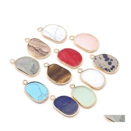 Arts And Crafts Natural Stone Charms Foot Shape Rose Quartz Lapis Lazi Turquoise Opal Pendant Diy For Jewelry Making 15X25Mm Sports2 Dhemf