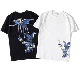 Модная птичья печать мужская дизайнерская футболка с коротким рукавом высококачественная мужская футболка женская футболка хип -хоп Tops8564211