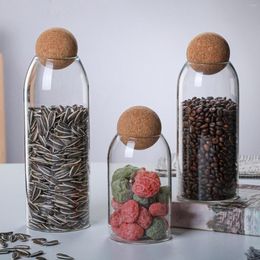 Storage Bottles 3 Pieces Transparent Bottle Jars Cork Lid Organiser Container Houseware Cylinder For Tea Sugar Pasta Coffee Cereal