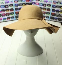 Wide Brim Hats Woman Fashion Wide-Brimmed Fedora Wool Felt Sun Visor Beach Vintage Retro Kids Child Girl Female Cap B22205