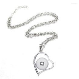 Pendant Necklaces 10pcs Wholesale Rhinestone Crystal Heart Pendand Necklace For Women Interchangeable 18mm Snap Jewelry Collar