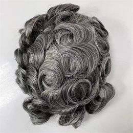Brazilian Virgin Human Hair Piece 8x10 1b/Grey Q6 Swiss Lace Toupee for Old Men