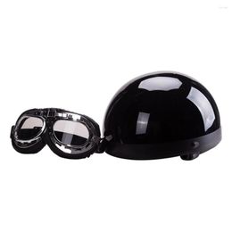 Motorcycle Helmets German Open Face For Chopper Cruiser Biker (Black PU Leather M)