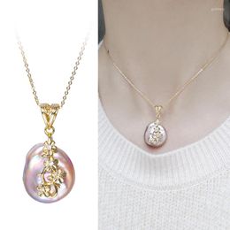 Chains Gold Plated Real Freshwater Baroque Pearl Pendant With 45cm Long Necklace Chain Jewellery Nice Party Wedding Gift 10pcs/lot