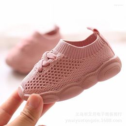 First Walkers Toddler Sneakers 2022 Fashion Children Flat Shoes Infant Girls Boys Solid Stretch Mesh Sport Run Knitted Fabric