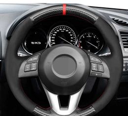 Customised Car Steering Wheel Cover Wrap Non-Slip Suede Braid For Mazda 3 Axela Mazda 6 Atenza Mazda 2 CX-3 CX3 CX-5 CX5