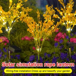 4/2PCS Solar Rape Flower Lawn Lamp LED Light Garden Yard Night Landscape Home Decoration