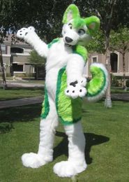 Halloween Green Husky Fursuit Dog Fox Mascot Costume Halloween Christmas Fancy Party Cartoon Character Outfit Suit Adult Women Men Dress Carnival Unisex Adults