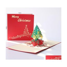 Greeting Cards Hollow Holly Invitation Card 3D Paper Carving Christmas Gift Drop Delivery Home Garden Festive Party Supplies Event Dh7M8