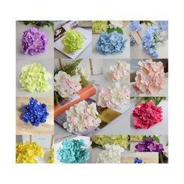 Decorative Flowers Wreaths 30Pcs/Lot Hydrangea Head Diy Flower Wedding Centrepieces Background Home Decor Drop Delivery Garden Fes Dh2Ct