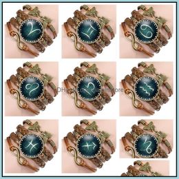 Charm Bracelets Twee Constellations Time Gem Handwoven Mtistorey Retro Bracelet Mix Order 20 Pieces A Lot Drop Delivery Jewellery Othmc