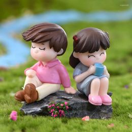 Decorative Figurines 2pcs Mini Boy Girl Model Wedding Doll Miniatures Couple Home Garden Decoration Toy DIY Accessories Gifts