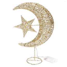 Christmas Decorations Star And Moon Treetop Decoration Hollow Design Tree Topper LED Lighted Ornament Table Light