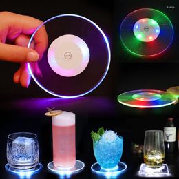 Table Mats Acrylic Crystal Ultra-Thin LED Light Bar Cocktail Flash Base Bartender Lighting Lamp Placemat Dining