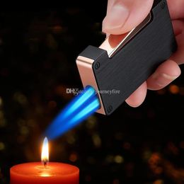 New Powerful Double Jet Lighter Windproof Torch Gas Butane Turbo Lighter Inflatable Cigar Pipe Spray Gun Candle Lighter Smoking Gift