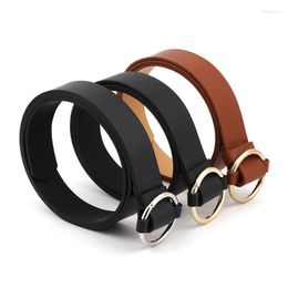 Belts 2022 Women's Fashion Round Buckle Retro Simple Imitation Leather Waistband Casual All-match Belt Multicolor Optional