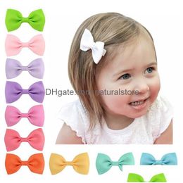 Hair Clips Barrettes 40Pcs/Lot 2.75 Plain Ribbon Bows With For Kids Girls Mini Hairpins Hairgrips Accessory Drop Delivery Jewellery Dhj6W