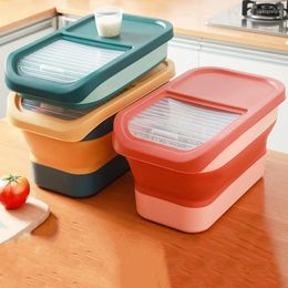Storage Bottles Foldable Kitchen Rice Bucket Household Large-Capacity Grains Insect-Proof Cylinder Sealed Grain Folding Box