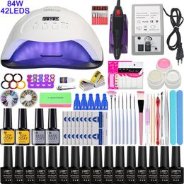 Super Manicure Set for Nails Kit with LED Nails Lamp of Nail Drill Machine Nail Polish Acrylic Kit Art Tools Set Nail Kit276k