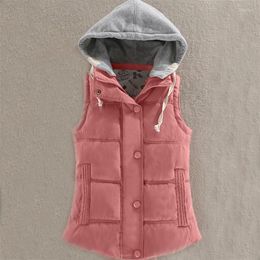 Women's Vests Autumn Winter Women Sleeveless Hooded Jacket Warm Thicken Down Cotton Vest Coat Female Short Waistcoat Parka Plus Size 6XL