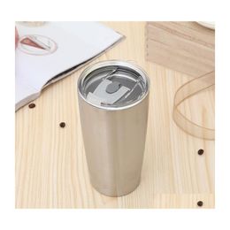 Tumblers 20Oz Coffee Mug Cup Stainless Steel Vacuum Insated Tumbler Big Capacity Wide Mouth Beer Mugs Wine Glass Travel Car Water Bo Dhs5Z