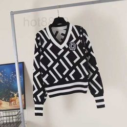 Women's Sweaters Brand Designer double F Letter Pattern Cardigan Sweater Coat Wool Blended Woman Knitwear Ladies Knitted Top YQY3