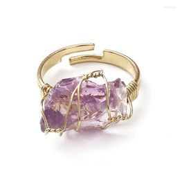 Wedding Rings Women Multicolor Natural Rock Mineral Wire Wrap Quartz Stone Resizable Amethysts Fluorite Crystal Creative Finger Ring