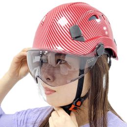 CR08X Carbon Fibre Colour Safety Helmet With Visor Goggles Industrial Work Construction Hard Hat CE EN397 ABS Caps Protec