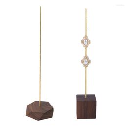 Jewelry Pouches 2Pcs Simple Walnut Beech Wood Earring Display Stand Princess Shooti Props