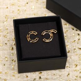 2023 Luxury quality Charm stud earring with black color design simple design in 18k gold plated have box stamp PS7438A