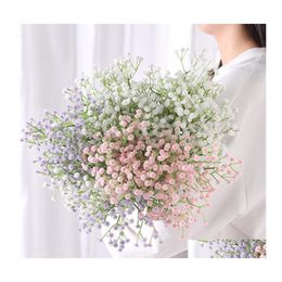 Decorative Flowers Wreaths 5Pcs 63Cm White Babys Breath Artificial Gypsophila Plastic Fake Bouquet For Wedding Home El Party Drop Dhxad