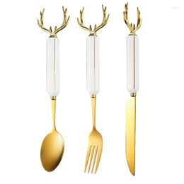 Flatware Sets Western Tableware Knife Fork Spoon Set Advanced Elk Horn 304 Stainless Steel Steak Special Dessert Ceramics