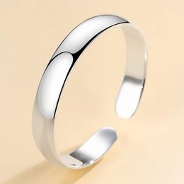 Bangle Solid Smooth 10mm Bracelet Women's Simple Personality Silver Plated Open Wedding Party Jewellery Anniversary Gift