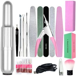 Nail Art Kits HEALLOR Manicure Set Cuticle Pusher Clippers Files Buffer Sanding Tool Cleaning Brush Scissors Dead Skin Remover