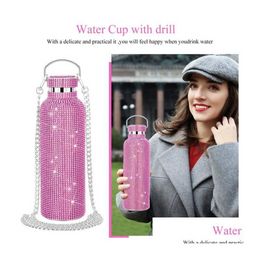 Water Bottles Water Bottles Bling Diamond Thermos Portable Glitter Bottle Crossbody Stainless Steel Thermal Flask 350Ml 500Ml 750Ml ss1216