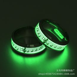 Stainless Steel luminous Music Dragon Ring New Fashion Aesthetic Finger Jewellery Pop Punk Accessories Party Birthday Gifts for Couple Lovers Men Women Wholesale