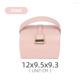 Jewelry Pouches Pu Leather Portable Lock Pink Display Box For Women Rings Earrings Pendent Storage Cases Jewellry Organizer 3 Colors