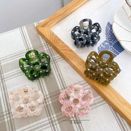 Korean Fashion 5.5cm Hollow Out Barrettes Flower Rhinestone Hair Claw Clip Women Hair Accessories Acetate Clamps