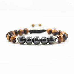 Strand Quality 3A 8mm Hematite Beads With Tiger Eye And Alloy Bracelet For Lovers Energy Bracelets BZB1003