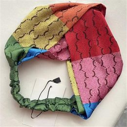 Fashion Rainbow Letter Headbands Designer Colourful Hair Hoop Wide Brim Elastic Hairband Women Sports Outfit Headwear