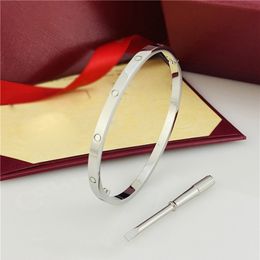 A Classic 18k gold thin bracelets Bangles For Women Men Fashion Screwdriver Bracelets Design 4mm lover Bracelet no box 16-19cm Y0ZC