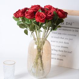 flower shop Simulation roses single small Paris home wedding Valentine's Day decorative gifts fake bouquet of red roses wholesale
