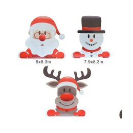 Christmas Decorations Car Magnetic Stickers Light Bb Santa Claus Snowman Reflective Sticker Drop Delivery Home Garden Festive Party S Dhj79