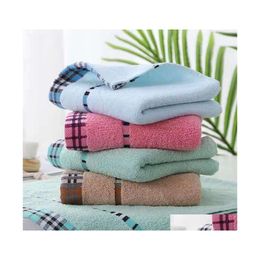 Towel Simple Plaid 32 Strands Pure Cotton Adt Thickened Soft Absorbent Couple Face Towels Mticolor Optional Wh0052 Drop Delivery Hom Dhjgt