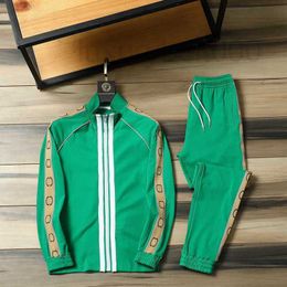 Men's Tracksuits designer Casual sports suit men's and women's new side double g reflective Roman cotton cardigan two-piece set large fashion VQ3K