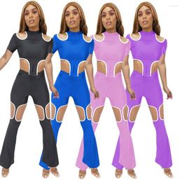 Women's Tracksuits Shorts Sets Women Sexy Round Collar Irregular Three-dimensional Tailoring Hollow Out Hole Two Piece Suit Wholesale Drop